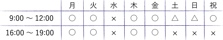 診療時間表